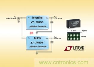 全集成型負(fù)輸出、升壓或降壓-升壓型µModule 轉(zhuǎn)換器可提供高達(dá)700mA