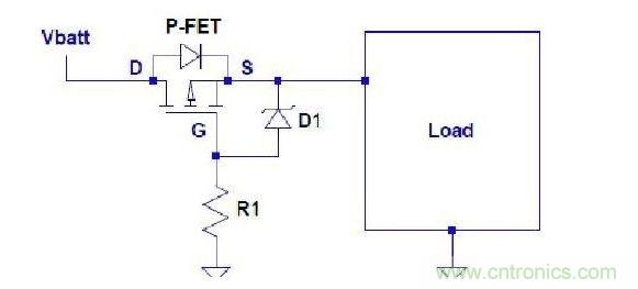 用P-FET實(shí)現(xiàn)電池反極性保護(hù)