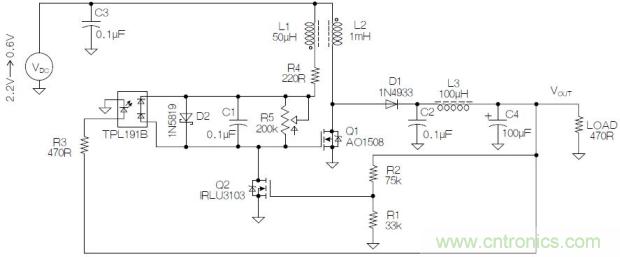 圖2：基于MOSFET的焦耳小偷電路。