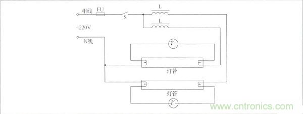 雙熒光燈的戶外廣告雙燈管接線電路