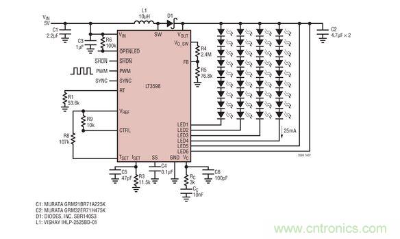 驅(qū)動器用于 20 個白光 LED